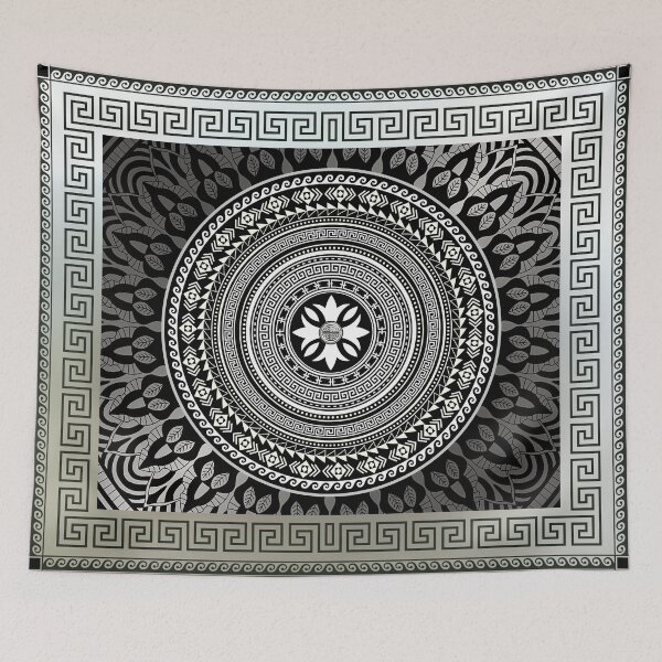Item preview, Ornate Baroque Silver Black White Greek Keys Border designed and sold by Yiorgos Designs.