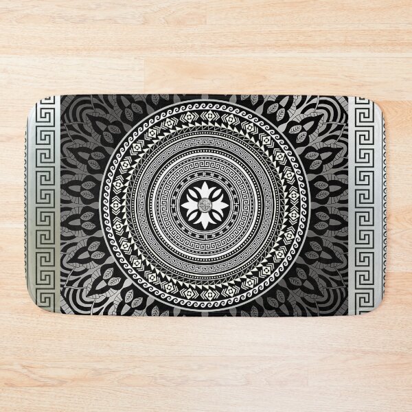Item preview, Ornate Baroque Silver Black White Greek Keys Border designed and sold by Yiorgos Designs.