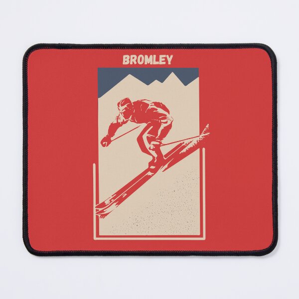 Item preview, Bromley Mountain near Peru, Manchester, in Bennington county, Green Mountains, Vermont, United States, North America - Vintage Red Ski Poster for Mountain Alpine Skier designed and sold by Vintage-TM.