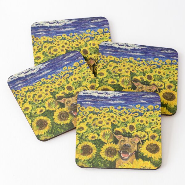 Item preview, Pit Bull in the Sunflowers designed and sold by shellytaylorart.