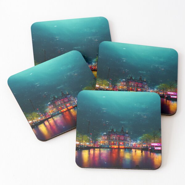 Item preview, Neon Amsterdam City Skyline In Neonlight / Amsterdam City silhouette designed and sold by Unwind-Art-Work.