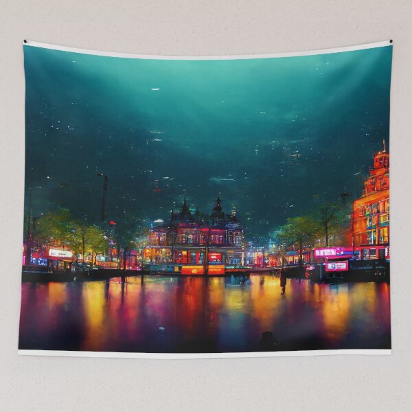 Item preview, Neon Amsterdam City Skyline In Neonlight / Amsterdam City silhouette designed and sold by Unwind-Art-Work.