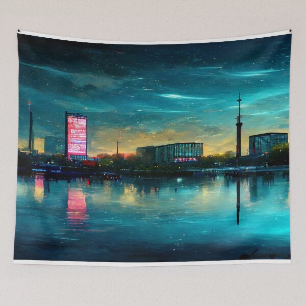 Item preview, Neon Berlin City Skyline In Neonlight / Berlin City Silhouette designed and sold by Unwind-Art-Work.