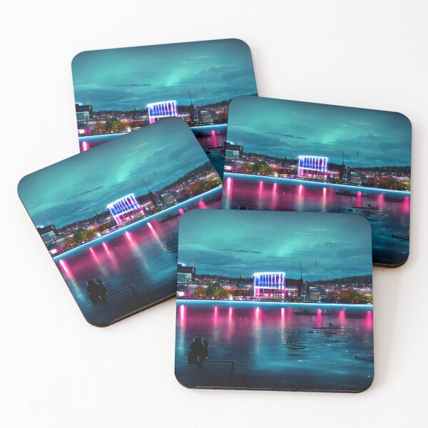 Item preview, Neon Oslo City Skyline In Neon light / Oslo City silhouette designed and sold by Unwind-Art-Work.