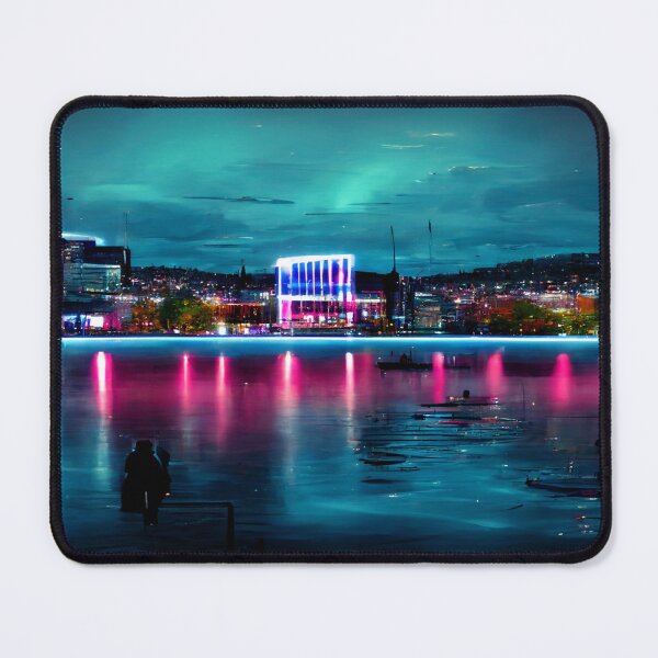 Item preview, Neon Oslo City Skyline In Neon light / Oslo City silhouette designed and sold by Unwind-Art-Work.