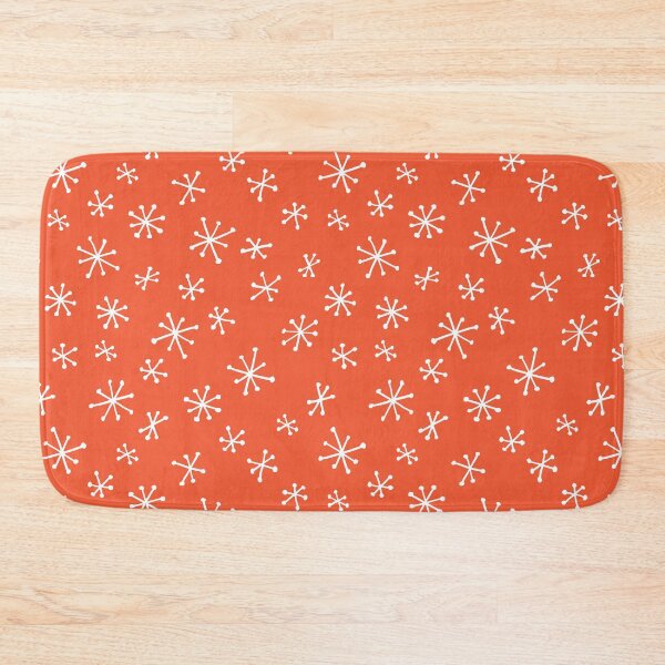 Item preview, Snow Flurries Red Christmas Holiday White Carnelian Winter Retro Medieval Snowflakes MCM Stars designed and sold by victoriabdesign.