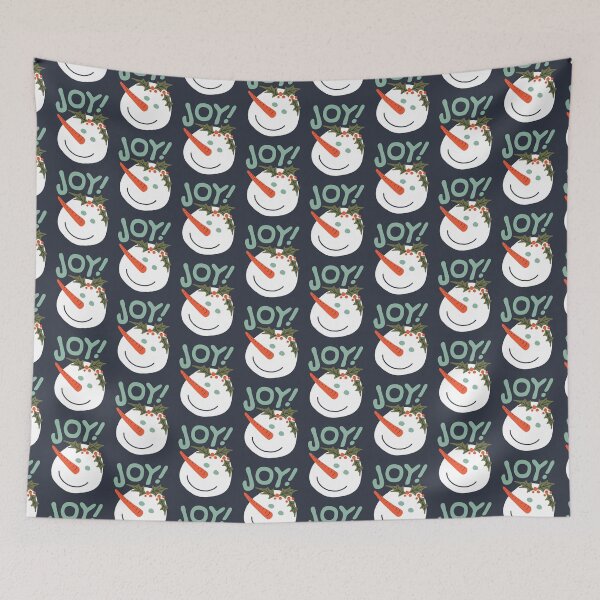 Item preview, Happy Snowman Christmas Holiday Holly Berry Leaf Red Green Aqua Dark Blue Joy Snow Leaves Berries  designed and sold by victoriabdesign.