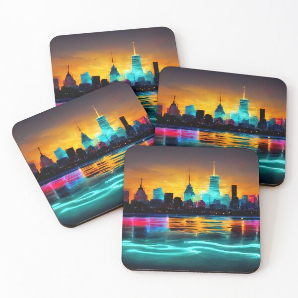 Item preview, Neon New York City Skyline With Neonlight Buildings / New York City Silhouette designed and sold by Unwind-Art-Work.