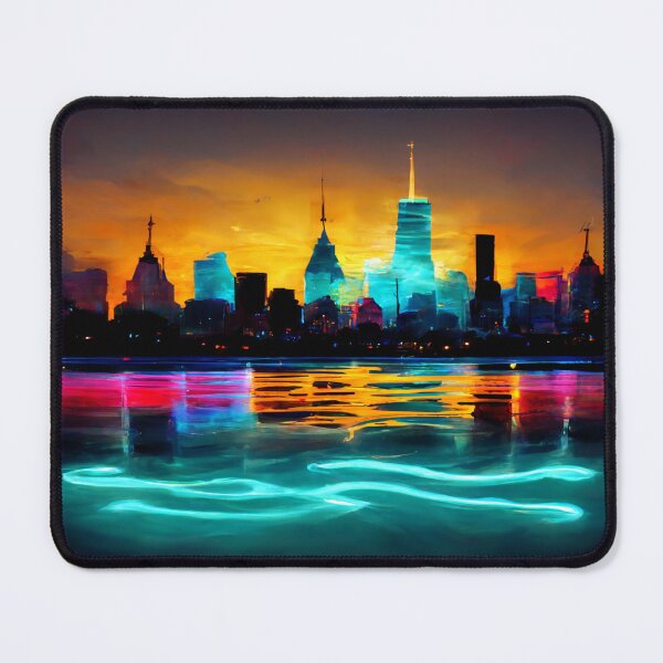 Item preview, Neon New York City Skyline With Neonlight Buildings / New York City Silhouette designed and sold by Unwind-Art-Work.