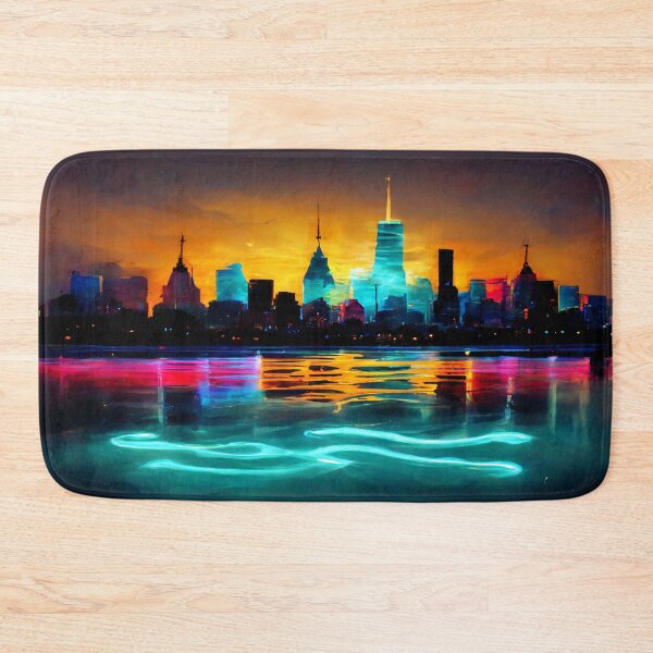 Item preview, Neon New York City Skyline With Neonlight Buildings / New York City Silhouette designed and sold by Unwind-Art-Work.