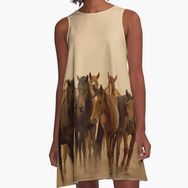 Wild Horses - 6608 Northwestern Nevada A-Line Dress