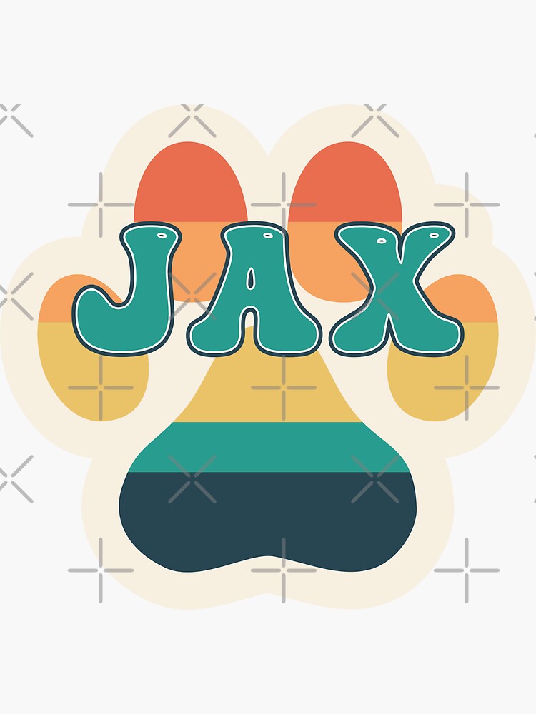 "Jax Dog Name Vintage Sunset Paw Prints on Cream Dog Name Jax