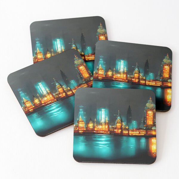 Item preview, Neon London City Skyline With Buildings In Neonlight / England designed and sold by Unwind-Art-Work.