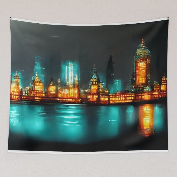 Item preview, Neon London City Skyline With Buildings In Neonlight / England designed and sold by Unwind-Art-Work.