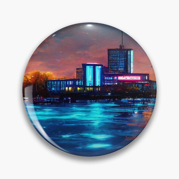 Item preview, Neon Klaipedia City Skyline With Buildings In Neonlight / Lithuania designed and sold by Unwind-Art-Work.
