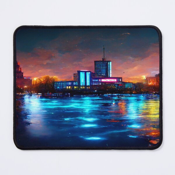 Item preview, Neon Klaipedia City Skyline With Buildings In Neonlight / Lithuania designed and sold by Unwind-Art-Work.