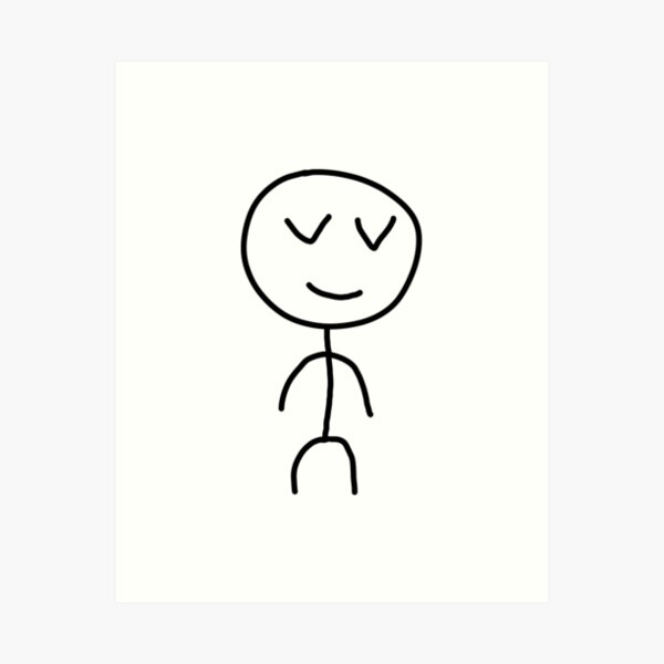 Stick figure cartoon - stickman with a neutral smiley icon. Stick figure in  action - stickman with a neutral smiley icon. | CanStock