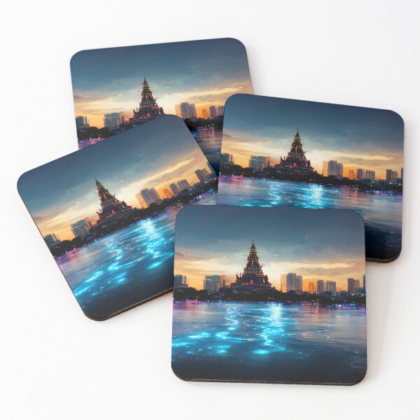 Item preview, Neon Bangkok City Skyline In Neonlight / Thailand Bangkok designed and sold by Unwind-Art-Work.