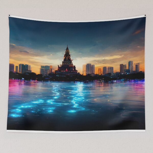 Item preview, Neon Bangkok City Skyline In Neonlight / Thailand Bangkok designed and sold by Unwind-Art-Work.
