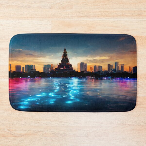 Item preview, Neon Bangkok City Skyline In Neonlight / Thailand Bangkok designed and sold by Unwind-Art-Work.