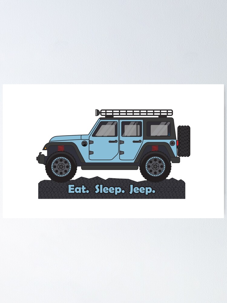 Light Blue Jeep Wrangler Poster By Bluanchor Redbubble