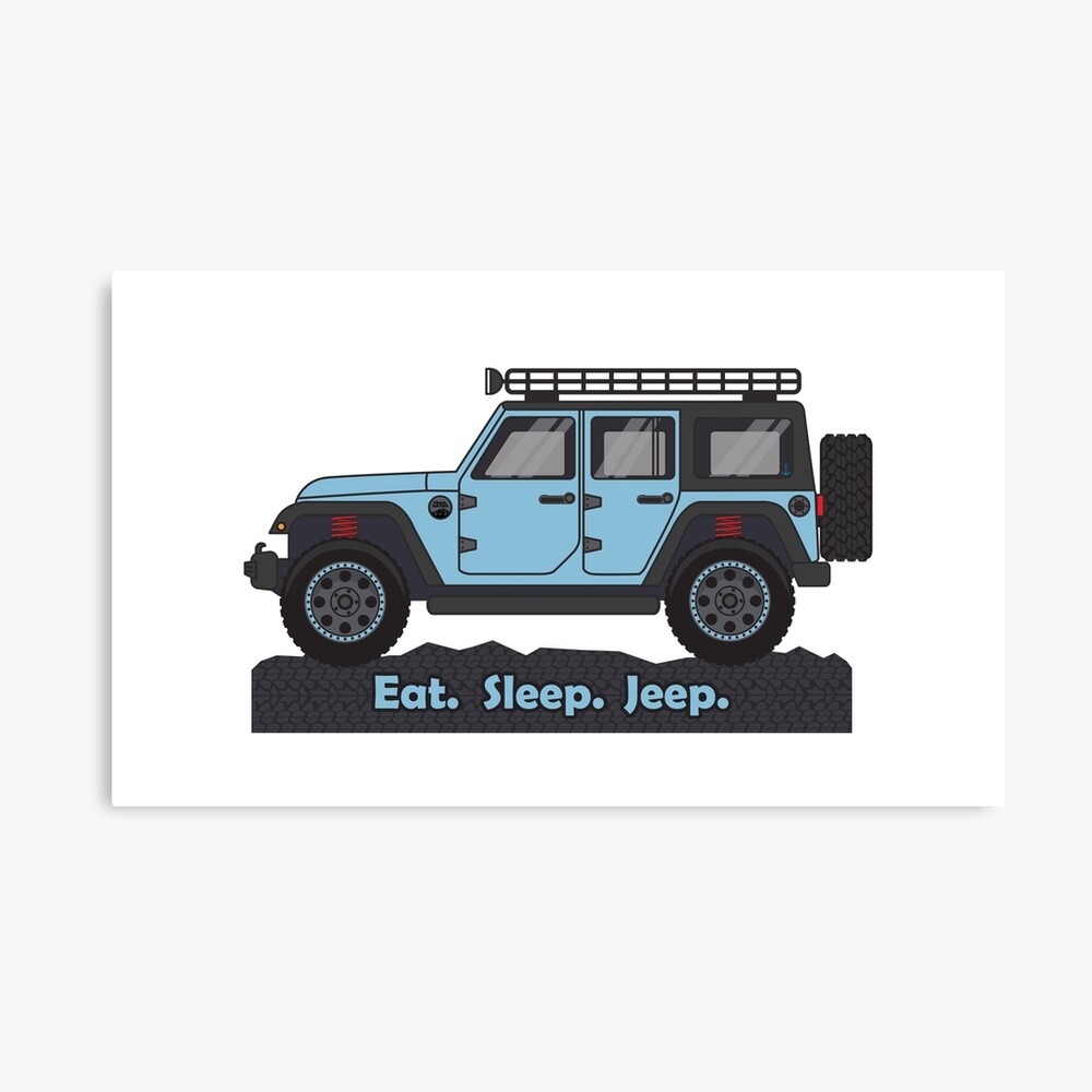 Light Blue Jeep Wrangler Photographic Print By Bluanchor Redbubble