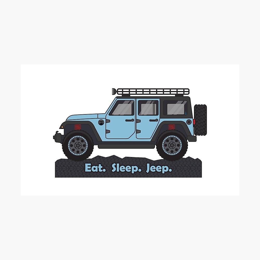 Light Blue Jeep Wrangler Poster By Bluanchor Redbubble