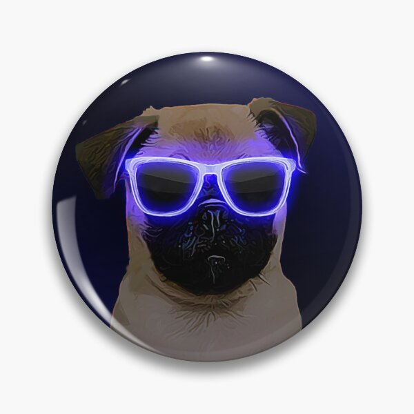 Item preview, Blue Neon Glasses Pug designed and sold by L'art Designs.