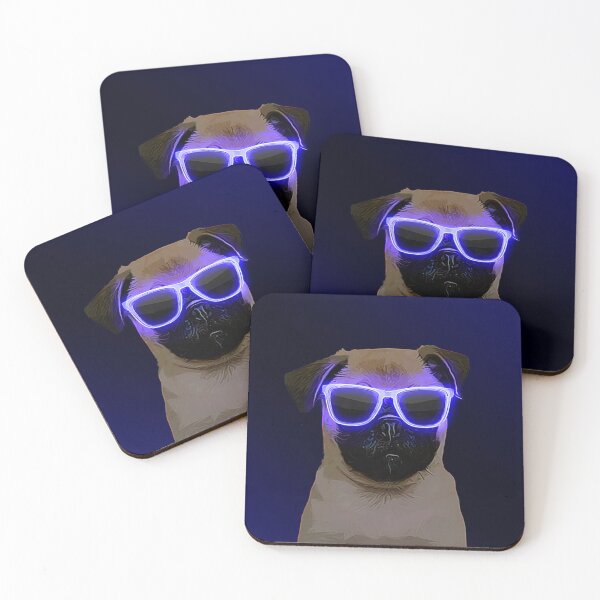 Item preview, Blue Neon Glasses Pug designed and sold by L'art Designs.