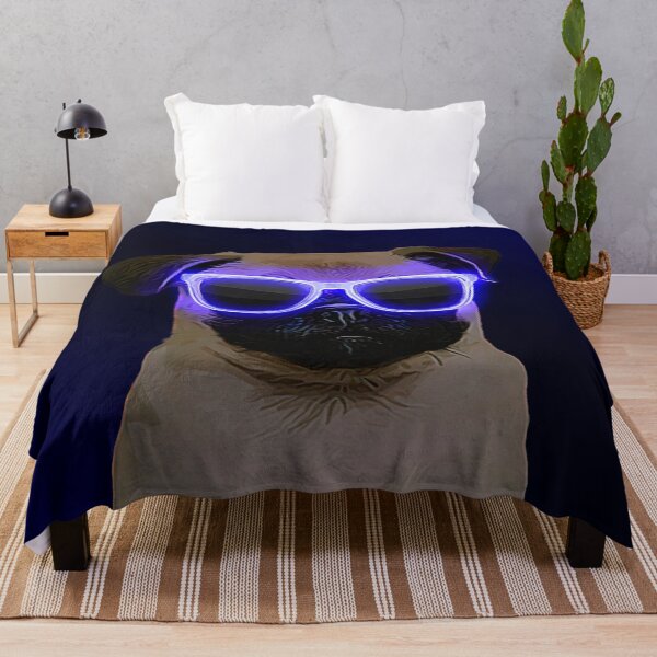 Item preview, Blue Neon Glasses Pug designed and sold by L'art Designs.