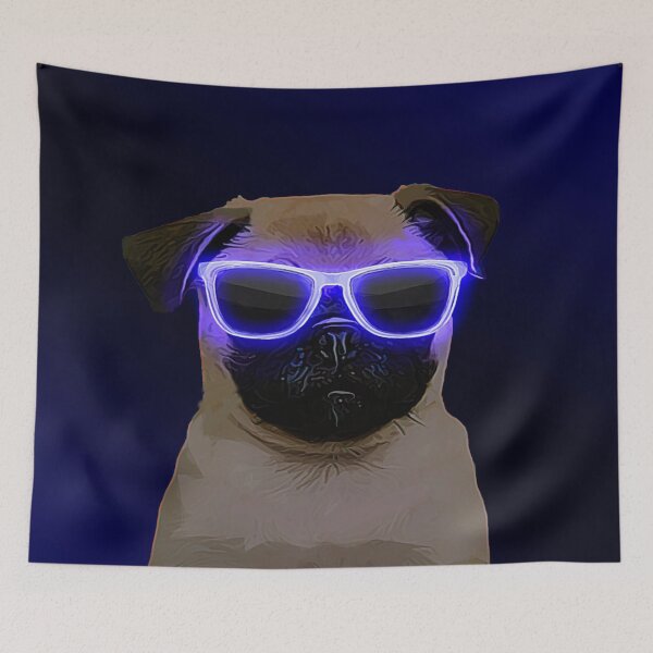 Item preview, Blue Neon Glasses Pug designed and sold by L'art Designs.