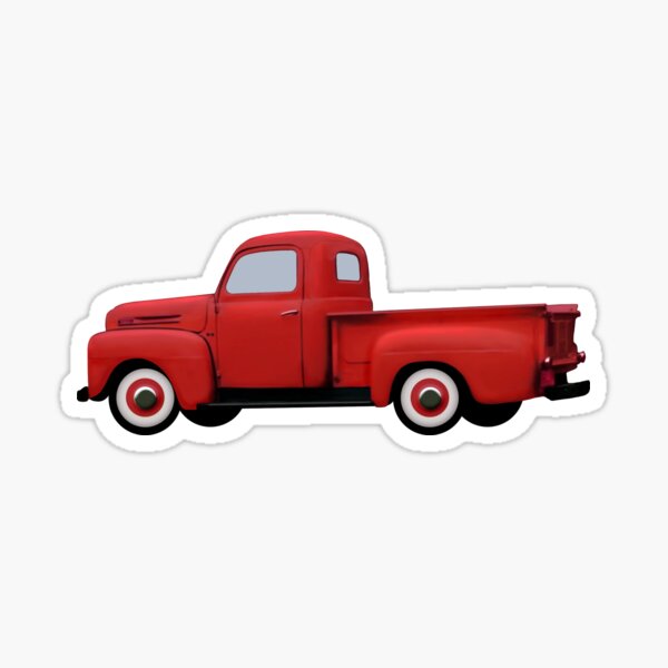 Red Vintage Pickup Truck - Cherie's Art(c)2020 Sticker