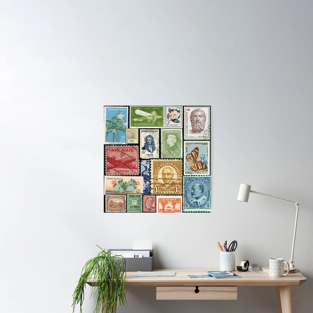 Vintage Stamps Poster for Sale by ArtOfStars