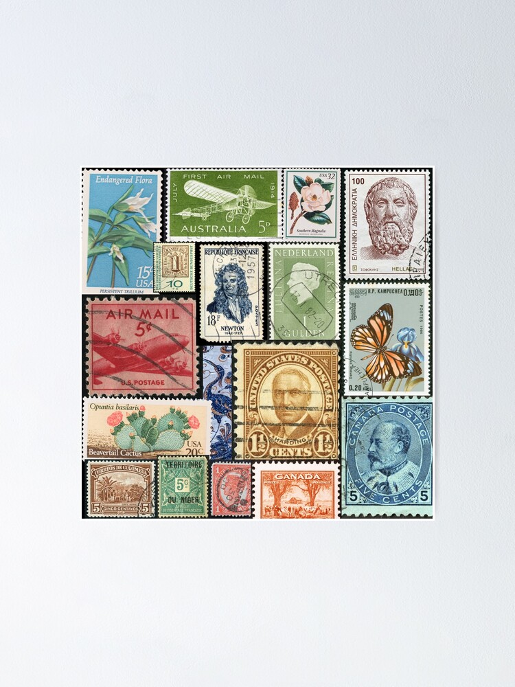 Vintage Stamps Poster for Sale by ArtOfStars