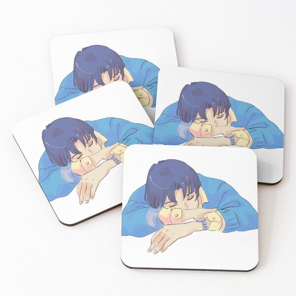 Item preview, anime otaku design man sleeping on hands designed and sold by ketkidesign.