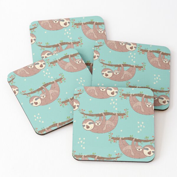 Item preview, cute sloths mom and baby seamless pattern designed and sold by ketkidesign.