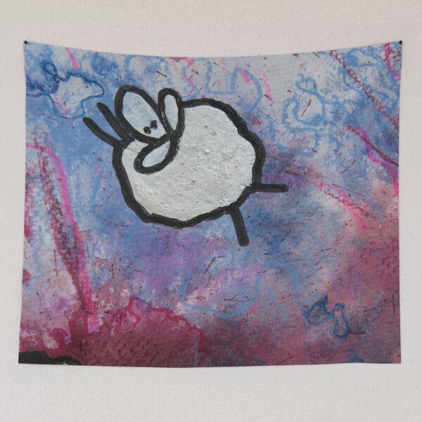 Item preview, UnFolding the Ewe-niverse #23 mixed media and ink painting of sheep designed and sold by ChillonLeachArt.
