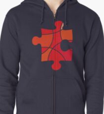 Red puzzle piece Zipped Hoodie