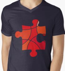 Red puzzle piece Men's V-Neck T-Shirt