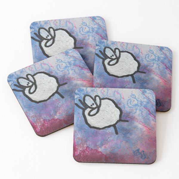 Item preview, UnFolding the Ewe-niverse #23 mixed media and ink painting of sheep designed and sold by ChillonLeachArt.