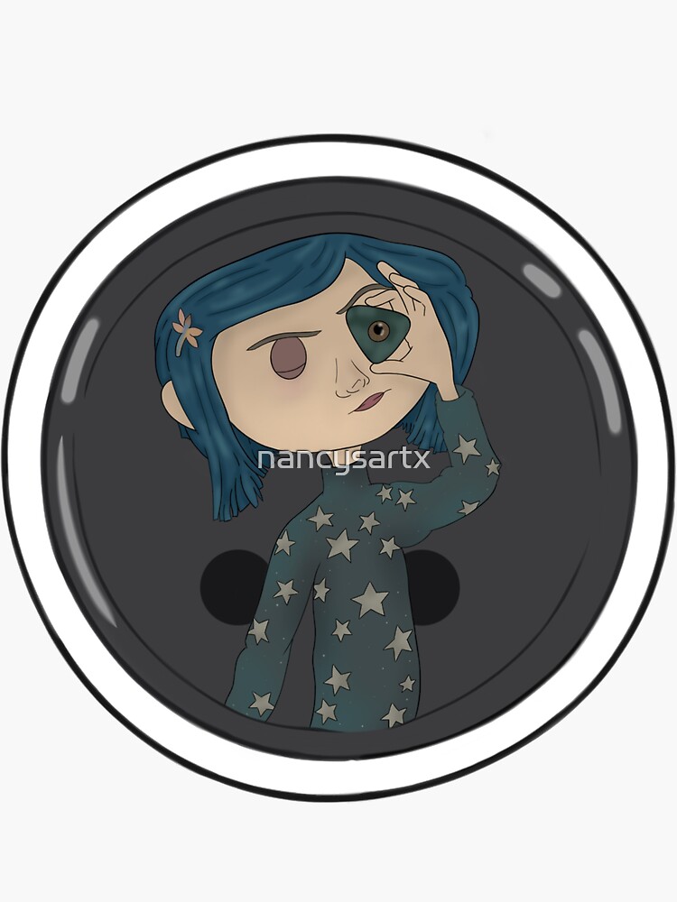 "Coraline button fan art" Sticker for Sale by nancysartx Redbubble