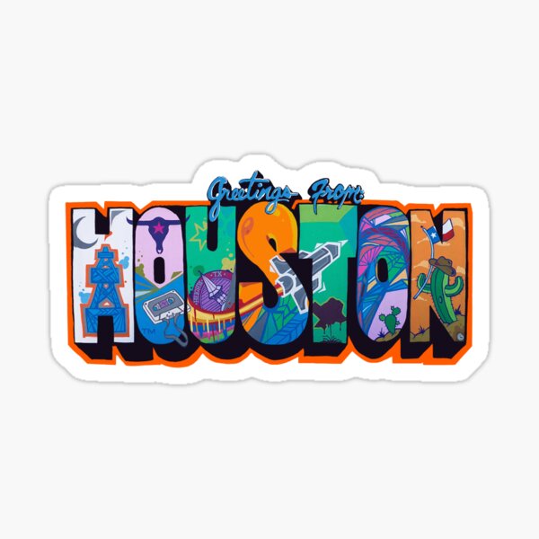 "Greetings from Houston" Sticker for Sale by mandysstickys Redbubble