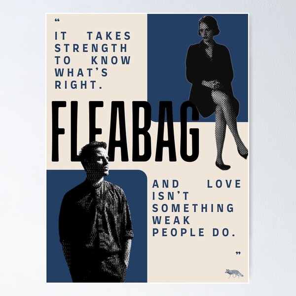 Vista previa del artículo con la obra «Póster con cita de Fleabag (azul)», diseñado y vendido por ALostHound.