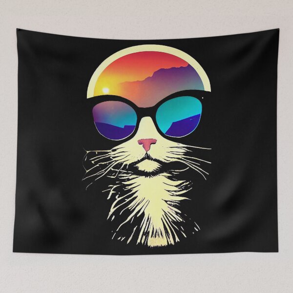 Item preview, Cat with glasses and the sunrise in the head designed and sold by Catator.