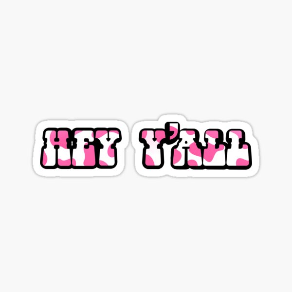 Artikel-Vorschau von  Rosa Kuh-Druck "he Yall" Land-Aufkleber, designt und verkauft von Brooke’s Broadway Stickers.