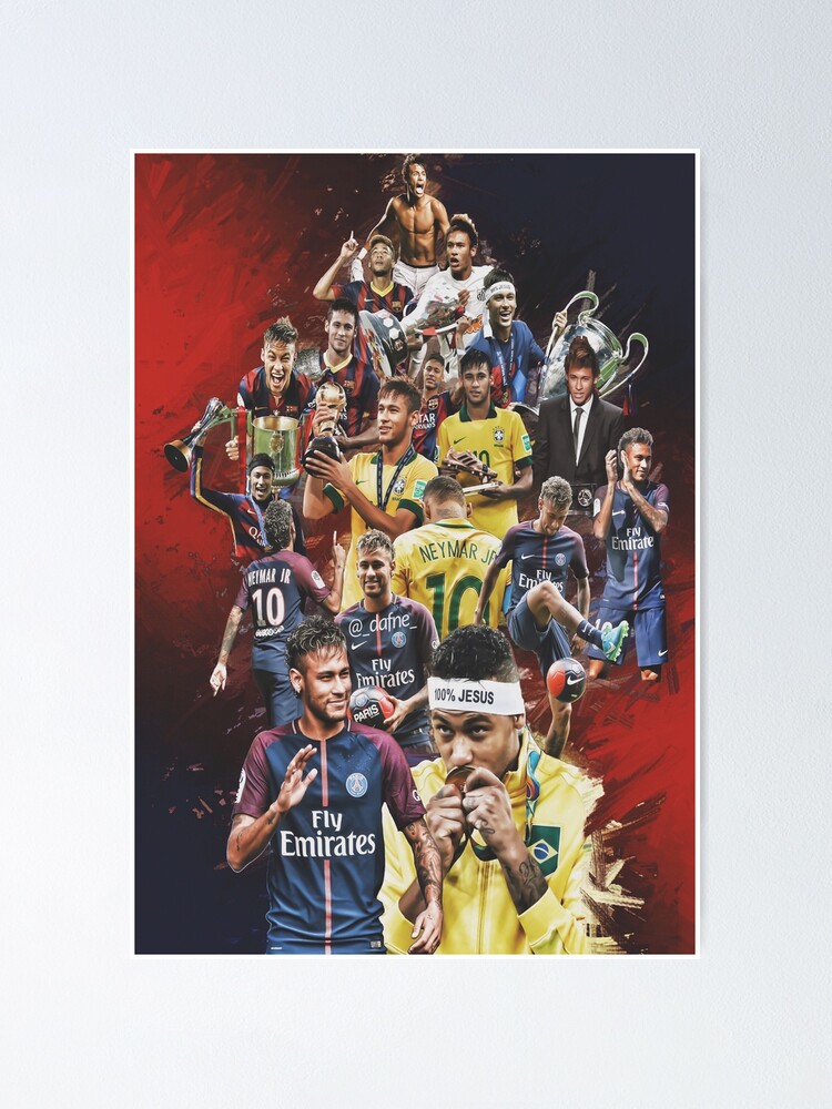 NEYMAR JR CANVAS PRINT POSTER PHOTO PSG BRASIL BRAZIL PARIS FOOTBALL