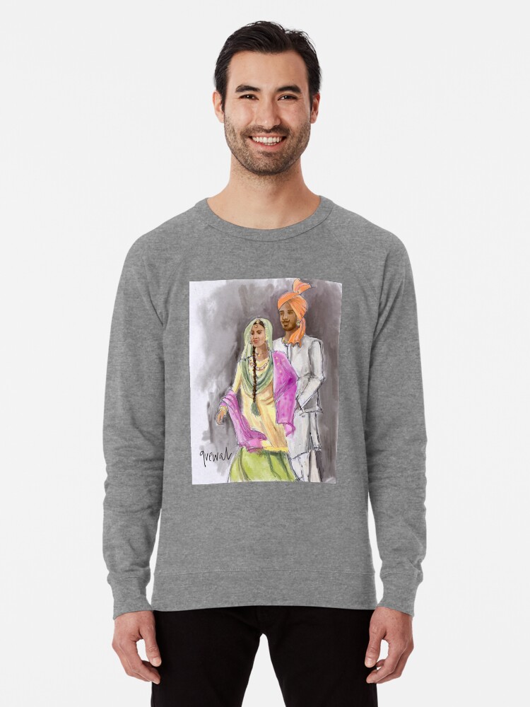 Punjabi Couple Bhangra Dancers Painting Lightweight Sweatshirt