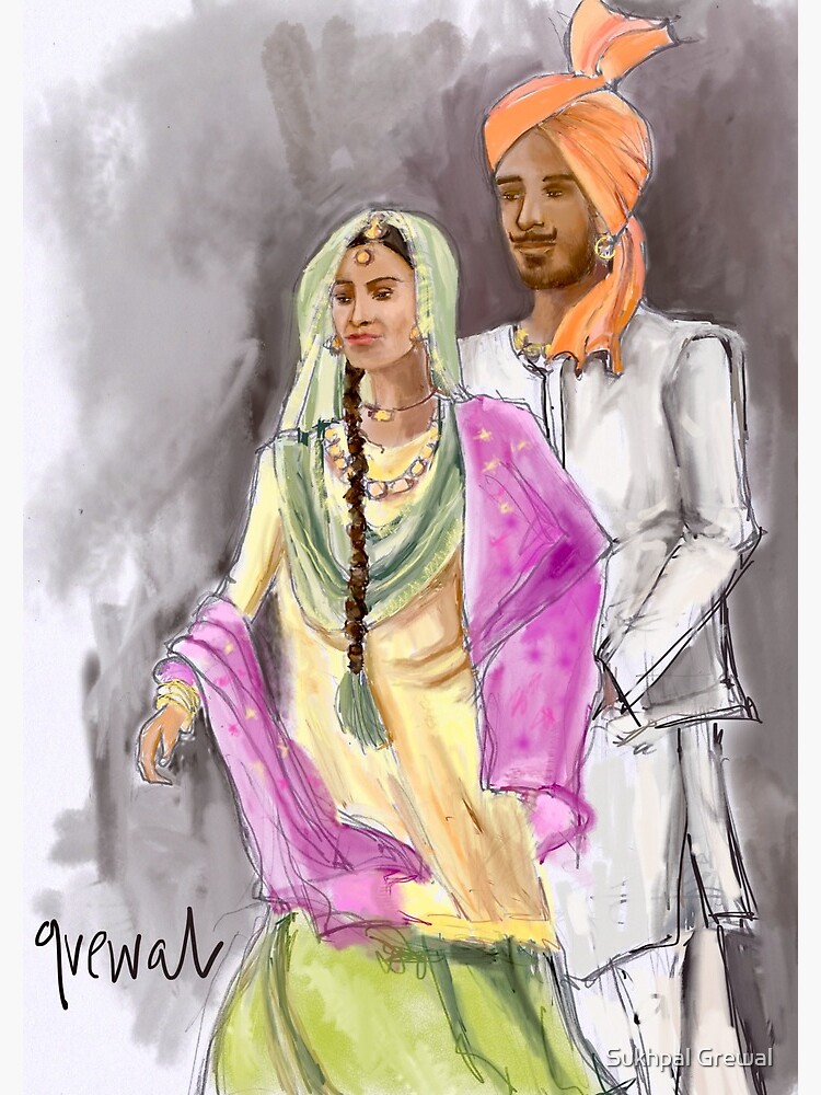 Best Romantic punjabi couple love Illustration download in PNG  Vector  format