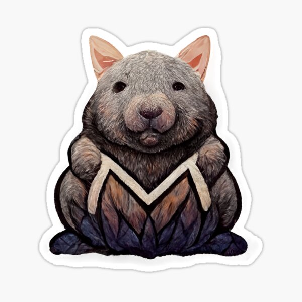 Vista previa del artículo con la obra «Chubby Cute Wombat detrás de las hojas», diseñado y vendido por CutePlanetEarth.