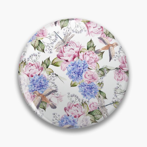Item preview, Vintage Watercolor Roses and Hydrangea flowers designed and sold by silviaol.